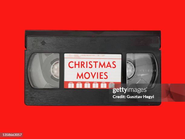 christmas movies vhs - vinyl film stockfoto's en -beelden