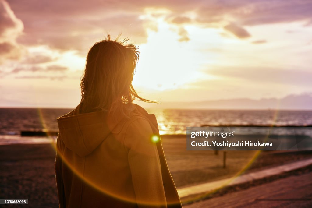 Portrait of young woman on beach