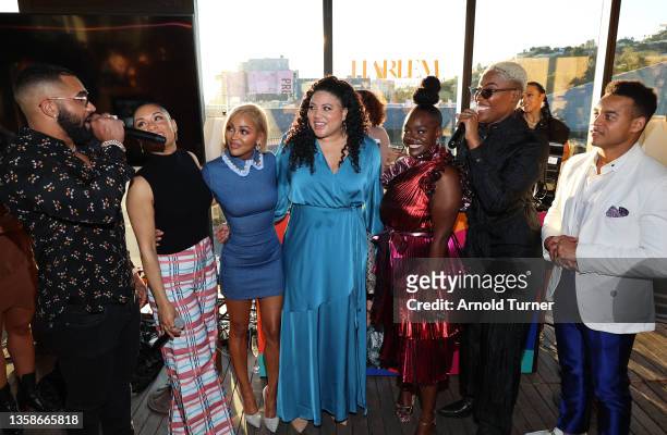 Tyler Lepley, Grace Byers, Meagan Good, Tracy Oliver, Shoniqua Shandai, Jerrie Johnson and Robert Ri'Chard attend Prime Video's Brunch at Harriet's...