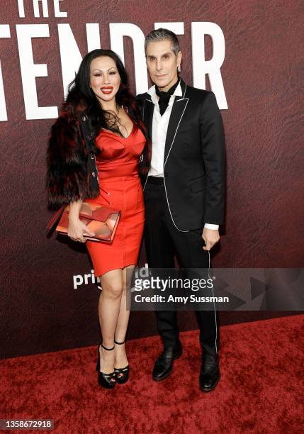 Etty Lau Farrell and Perry Farrell attend the Los Angeles premiere of Amazon Studio's "The Tender Bar" at TCL Chinese Theatre on December 12, 2021 in...