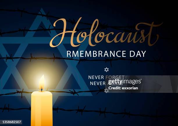 remembering the holocaust - holocaust remembrance day stock illustrations