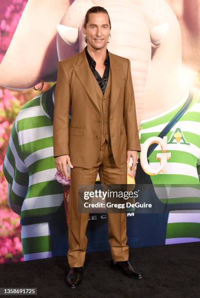 Matthew McConaughey attends the premiere of Illumination's "Sing 2" on December 12, 2021 in Los Angeles, California.