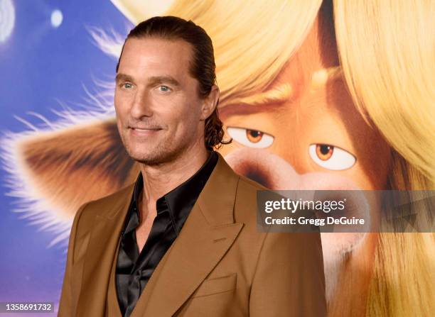 Matthew McConaughey attends the premiere of Illumination's "Sing 2" on December 12, 2021 in Los Angeles, California.