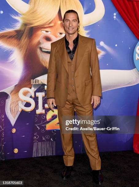 Matthew McConaughey attends the Premiere of Illumination's "Sing 2" on December 12, 2021 in Los Angeles, California.