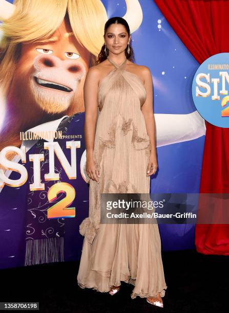 Camila Alves attends the Premiere of Illumination's "Sing 2" on December 12, 2021 in Los Angeles, California.