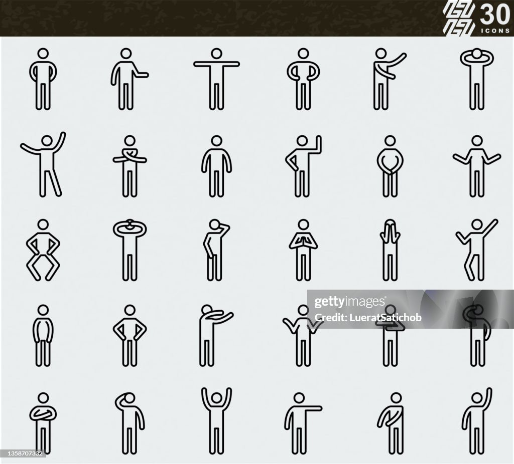 Mensch, Figuren, Sammlung von Strichmännchen mit verschiedenen Posen, Businessman Line Icons