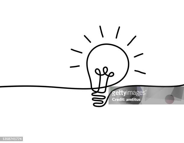 light bulb line art - ideas stock illustrations