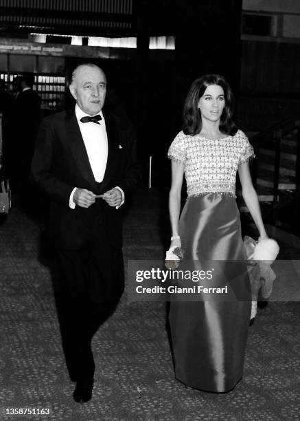 Spanish journalist Natalia Figueroa with her father Agustin de Figueroa , Madrid, Spain, 1968.