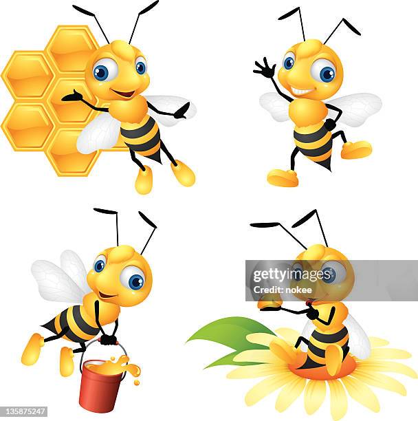 honey bee - cartoon flowers 幅插畫檔、美工圖案、卡通及圖標