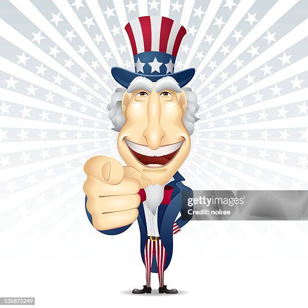 uncle sam cartoon pointing his finger at you - uncle sam stock illustrations