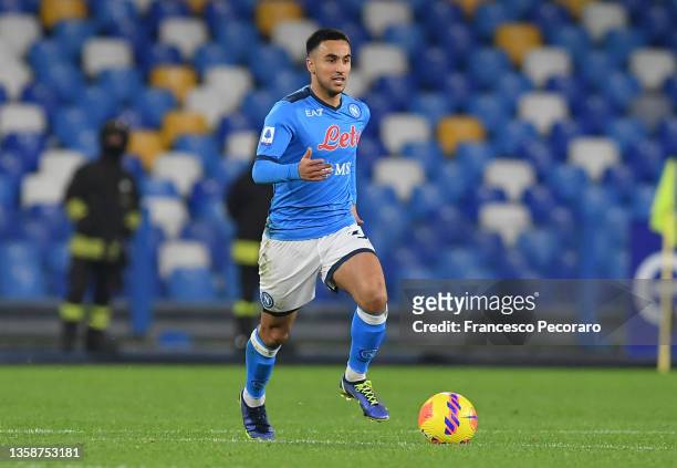 Adam Ounas of SSC Napoli during the Serie A match between SSC Napoli and Empoli FC at Stadio Diego Armando Maradona on December 12, 2021 in Naples,...