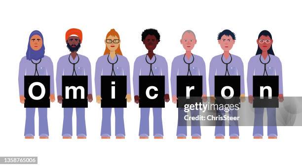 omicron booster vaccine - nhs stock illustrations