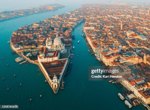 a sunrise aerial view of venice - stock photo - venetian photos et images de collection