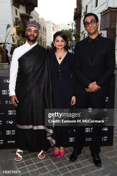 Khadar Ayderus, Ahd Kamel and Marwan Hamed at The Red Sea International Film Festival on December 13, 2021 in Jeddah, Saudi Arabia.