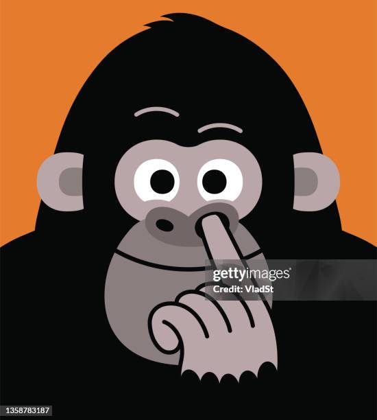 illustrazioni stock, clip art, cartoni animati e icone di tendenza di naso picking booger cattiva abitudine grossolano sciocco gorilla scimmia business - mettersi le dita nel naso