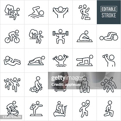 Fitness Activities Thin Line Icons - Editable Stroke Fitness Activities Thin Line Icons - Editable Stroke