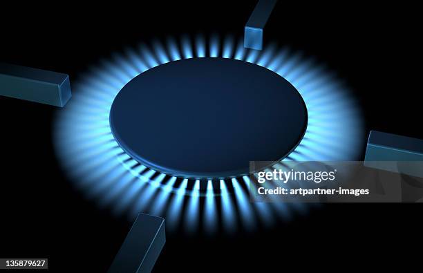 gas burner with blue flame cooking ring - gasspis bildbanksfoton och bilder