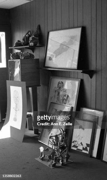 View of art contest entries at the Art & Soul community art center , in the Lawndale neighborhood, Chicago, Illinois, March 1969. Among the visible...