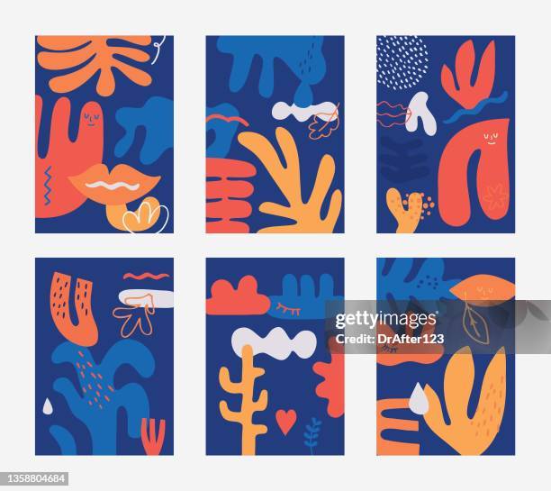flat paper cut and doodle organic elements background templates - mindfulness background stock illustrations