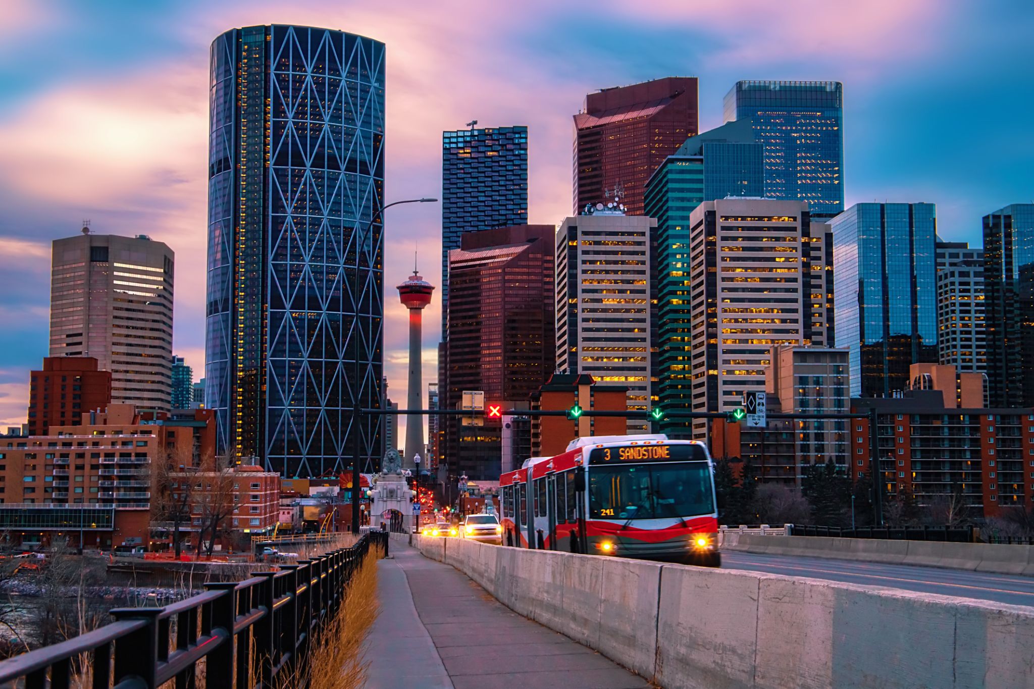 Downtown Calgary Commutes At Sunrise Downtown Calgary Commutes At Sunrise