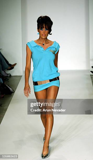 Model wearing Rolas Spring 2005 Collection during Mercedes-Benz Spring 2005 Fashion Week at Smashbox Studios - Rojas - Runway at Smashbox Studios in...