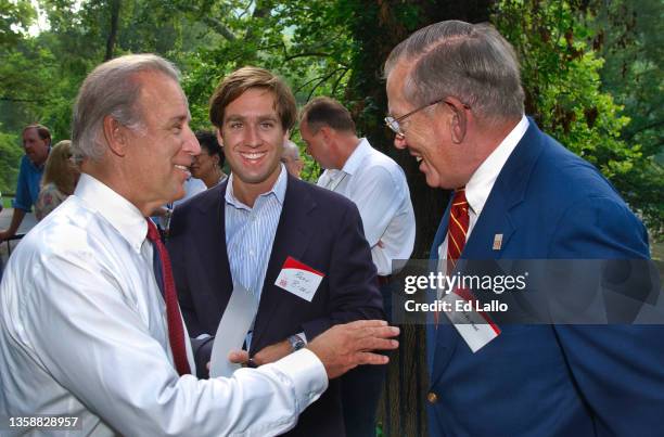 View of, from left, American politician US Senator Joe Biden, his son, prosecutor Beau Biden , and Founder at Stafford Fuels founder Edward C Dupont...