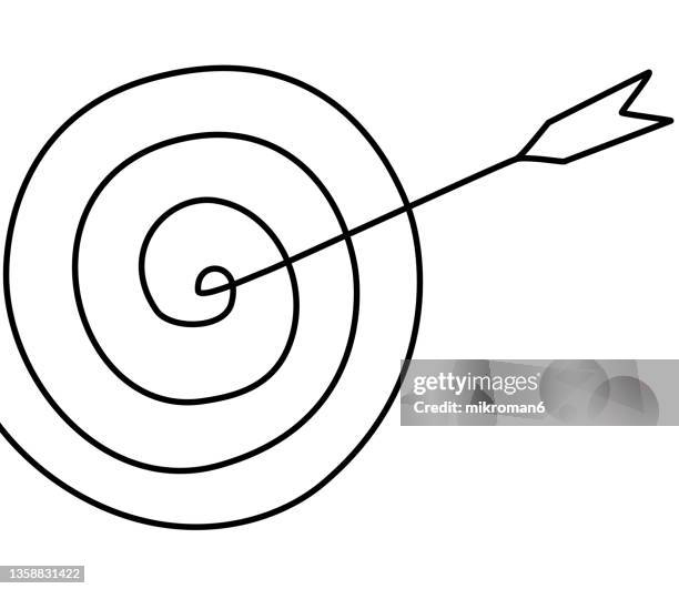 illustration of an arrow shooting at target - arrows target fotografías e imágenes de stock