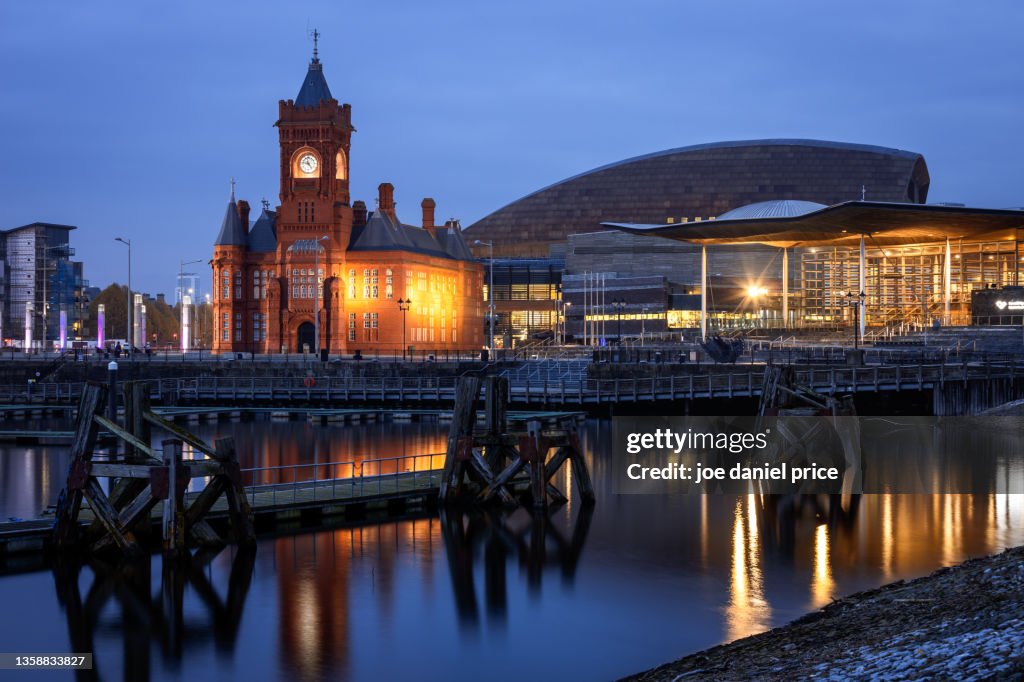 Pierhead, Little Ben, Senedd, Cardiff Bay, Cardiff, Glamorgan, Wales