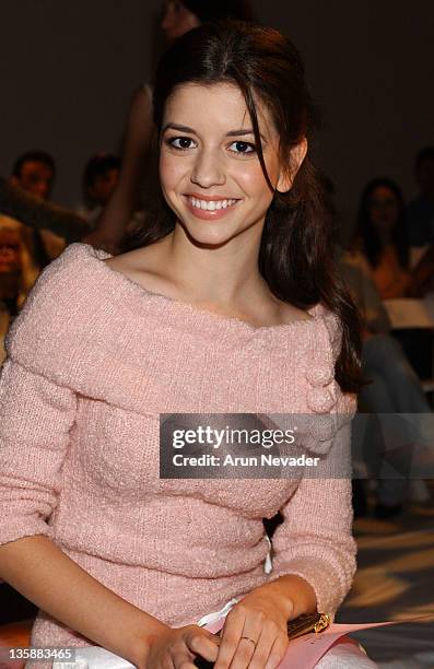 Masiela Lusha during Smashbox LA Fashion Week Spring 2004 - Swhawn Front Row at Smashbox Studios in Culver City.