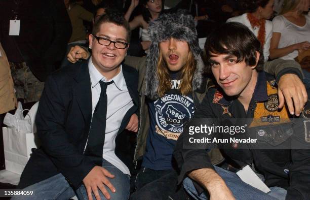 Jack Osbourne, Jared Leto, and Brent Bolthouse during Mercedes-Benz Fall 2004 Fashion Week at Smashbox Studios Jenni Kayne - Front Row and Backstage...