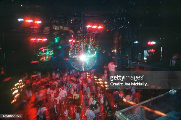 View of dancers at the popular nightclub Studio 54 circa 1978 in New York City.