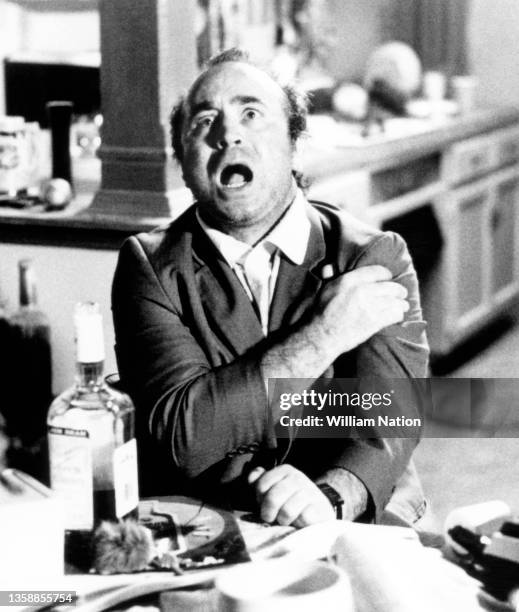 English actor Bob Hoskins films a scene on the set of the 1990 American buddy fantasy comedy film "Heart Condition" circa 1989 in Los Angeles,...