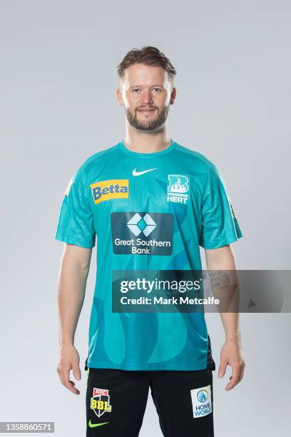 Ben Duckett poses during the Brisbane Heat Big Bash League headshots session at Sydney Olympic Park Sports Centre on November 30, 2021 in Sydney,...