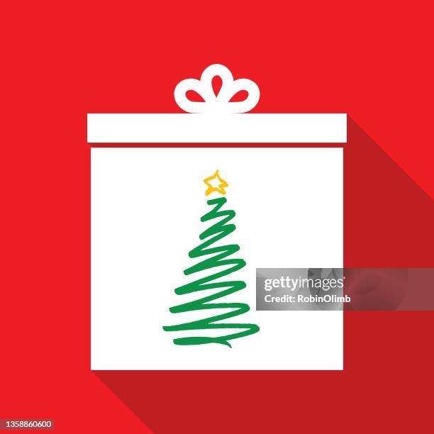 christmas tree present icon - giving tree stock illustrations