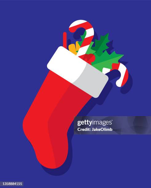 stockillustraties, clipart, cartoons en iconen met stocking flat - kerstkous