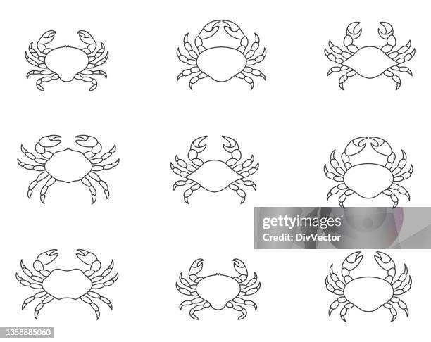 stockillustraties, clipart, cartoons en iconen met crab vector set - krabben