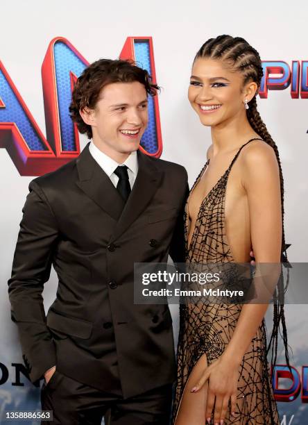 Tom Holland and Zendaya attend Sony Pictures' "Spider-Man: No Way Home" Los Angeles Premiere on December 13, 2021 in Los Angeles, California.