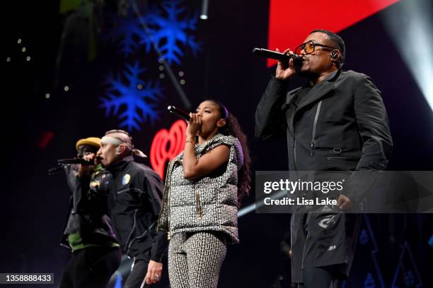 Will.i.am, Taboo, J. Rey Soul, and apl.de.ap of Black Eyed Peas perform onstage during iHeartRadio Q102's Jingle Ball 2021 Presented by Capital One...