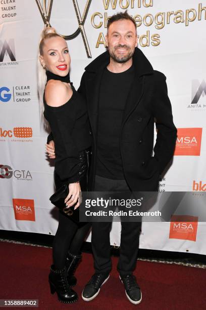 Sharna Burgess and Brian Austin Green attend the 2021 World Choreography Awards at Globe Theatre Los Angeles on December 13, 2021 in Los Angeles,...