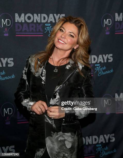 Singer/songwriter Shania Twain attends the eighth anniversary celebration of Mondays Dark at The Theater at Virgin Hotels Las Vegas on December 13,...