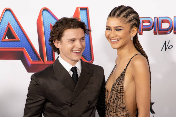 Tom Holland and Zendaya attendsthe Los Angeles premiere of Sony Pictures' 'Spider-Man: No Way Home' on December 13, 2021 in Los Angeles, California.