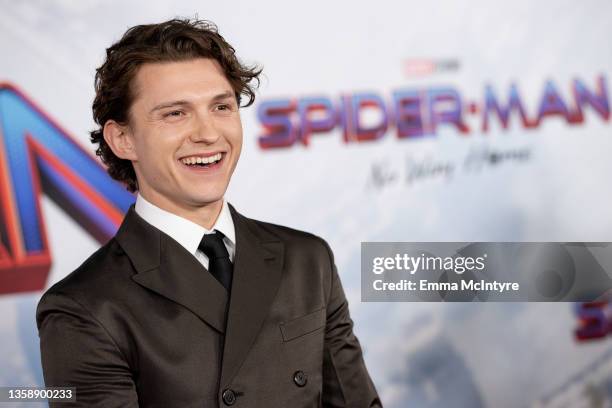 Tom Holland attends the Los Angeles premiere of Sony Pictures' 'Spider-Man: No Way Home' on December 13, 2021 in Los Angeles, California.