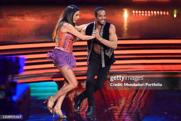 Mietta and Maykel Fonts during the semi-final of the broadcast Dancing With The Stars at the Rai Foro italico auditorium. Rome , December 11th, 2021