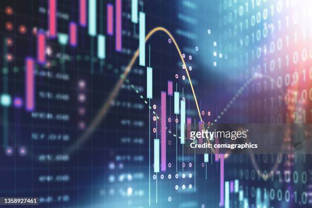 währungs- und börsendatendiagramm für finanz- und wirtschaftsanzeige - digitalisierung stock-fotos und bilder