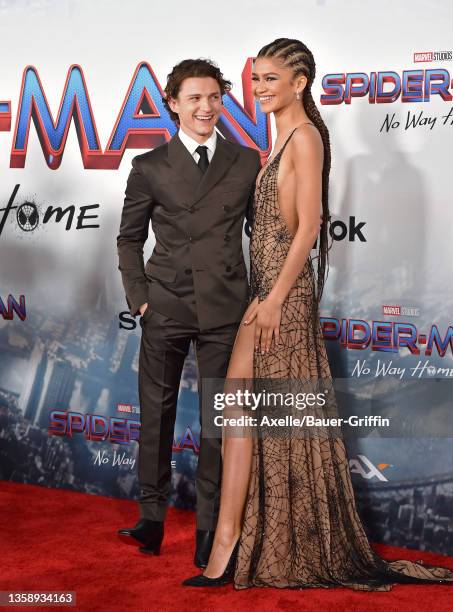 Tom Holland and Zendaya attend Sony Pictures' "Spider-Man: No Way Home" Los Angeles Premiere on December 13, 2021 in Los Angeles, California.