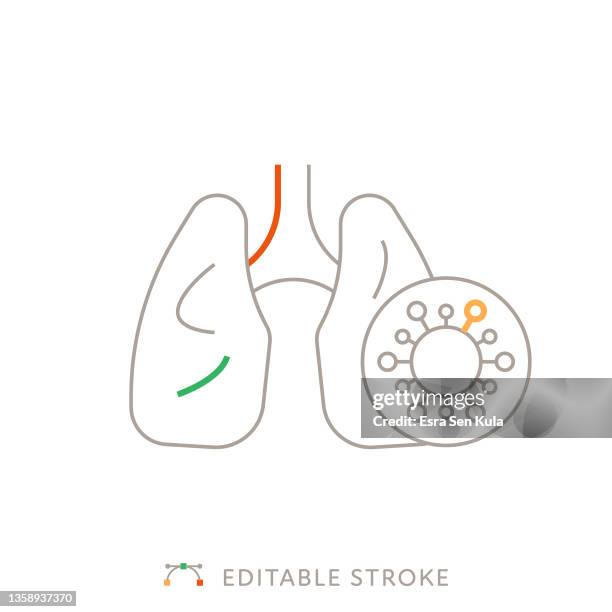 pneumonia multicolor line icon with editable stroke - breathing techniques stock illustrations