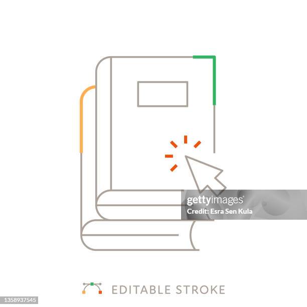 online library multicolor line icon with editable stroke - elementary school library stock illustrations