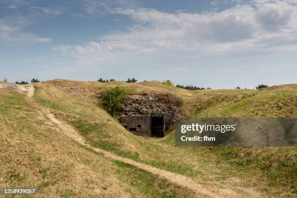 entrance in an old bunker (verdun/ france) - military bunker stock pictures, royalty-free photos & images