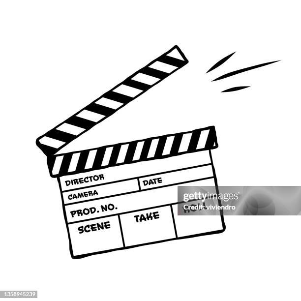 ilustraciones, imágenes clip art, dibujos animados e iconos de stock de diseño de claqueta dibujado a mano - hollywood vector