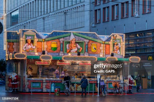 oliebollen stall in the center of the hague - oliebollen stock pictures, royalty-free photos & images